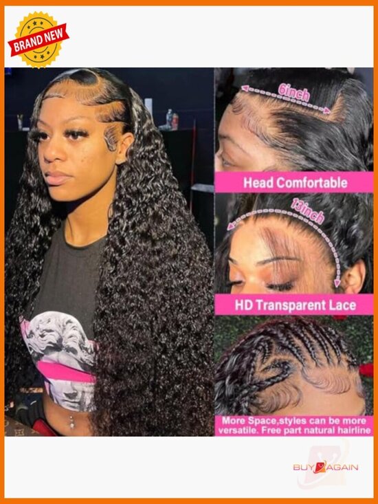 13x6 Curly Lace Front Wig Human Hair 200 Density HD Wet and Wavy Glueless 24 main image 4